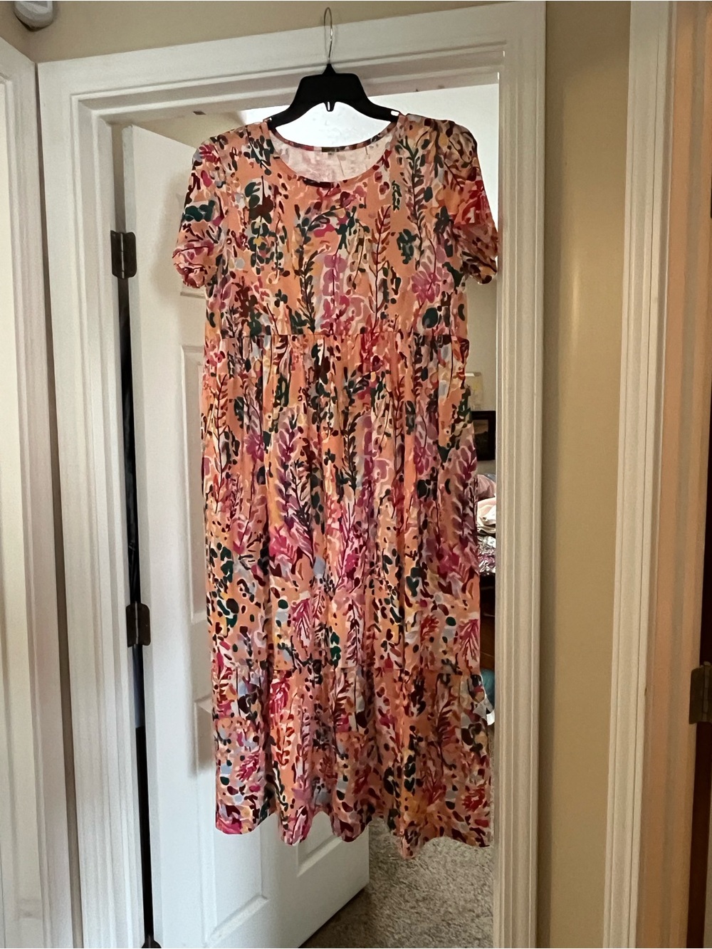 Floral Peach Short-Sleeve Dress